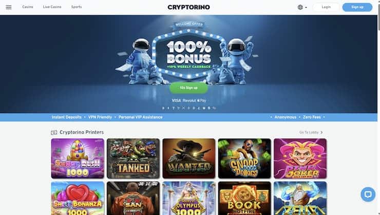 A snapshot of Cryptorino visited on a desktop device.