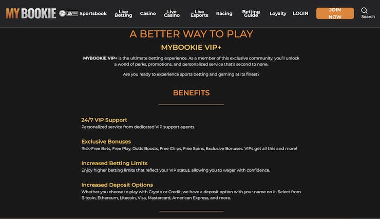 An image showing MyBookie VIP rewards for American players.