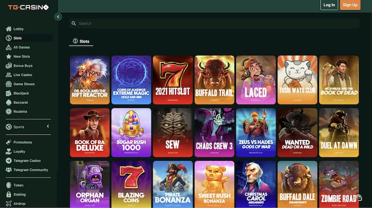 A snapshot of the most popular online slots at TG Casino.