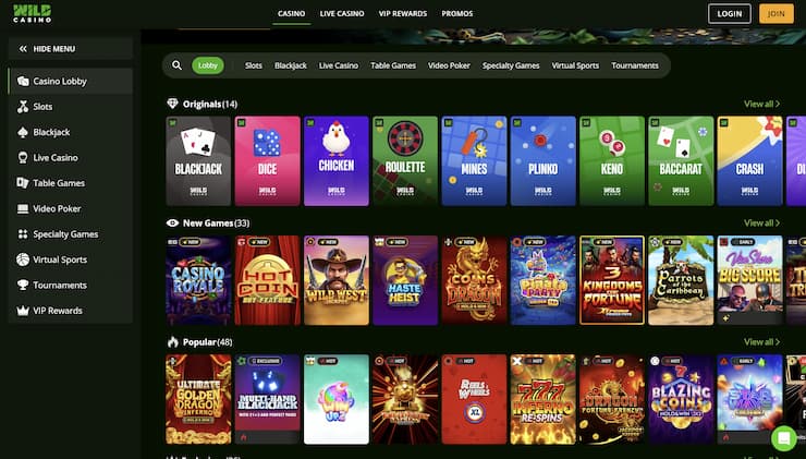 An overview of popular casino games at Wild Casino we took for our Wild Casino review.