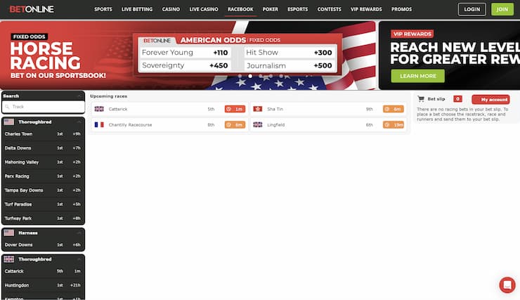 A look at BetOnline packed racebook department.