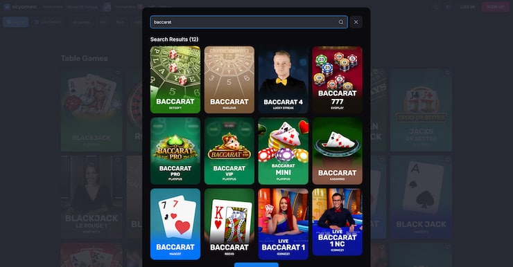 A look at SkyCrown's baccarat offering for AU players
