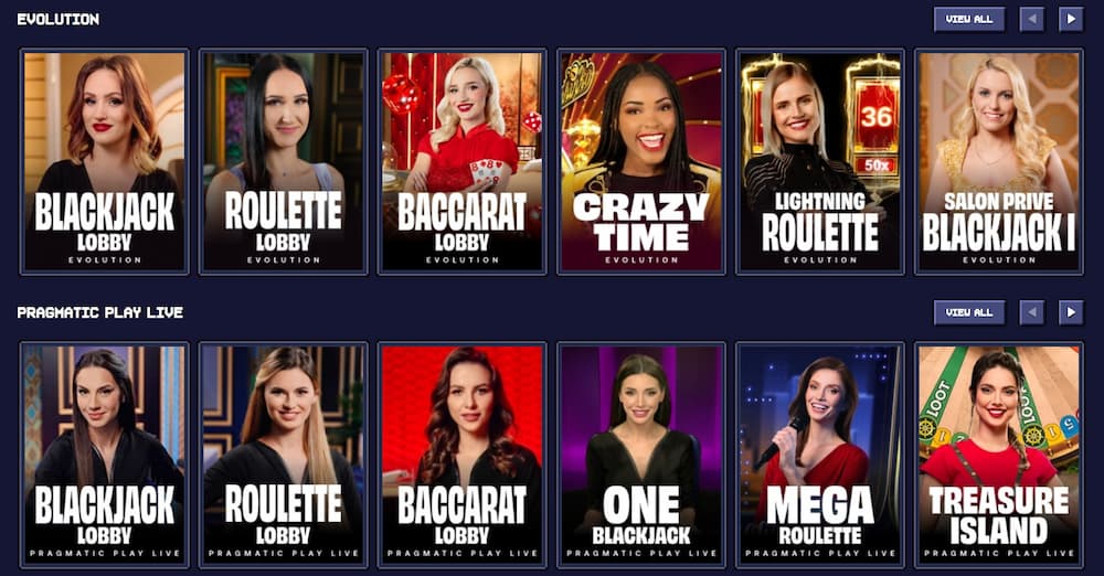 Live dealer games (tables and game shows)
