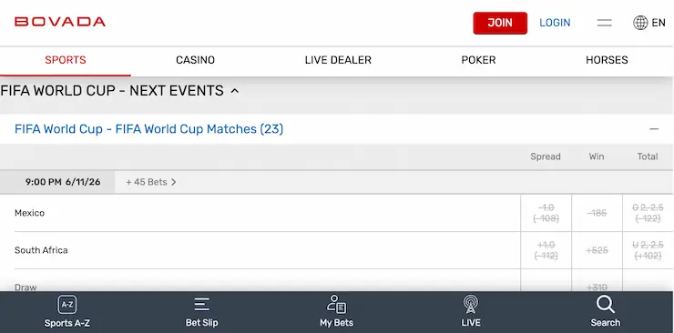 bovada world cup 2026 prop bets