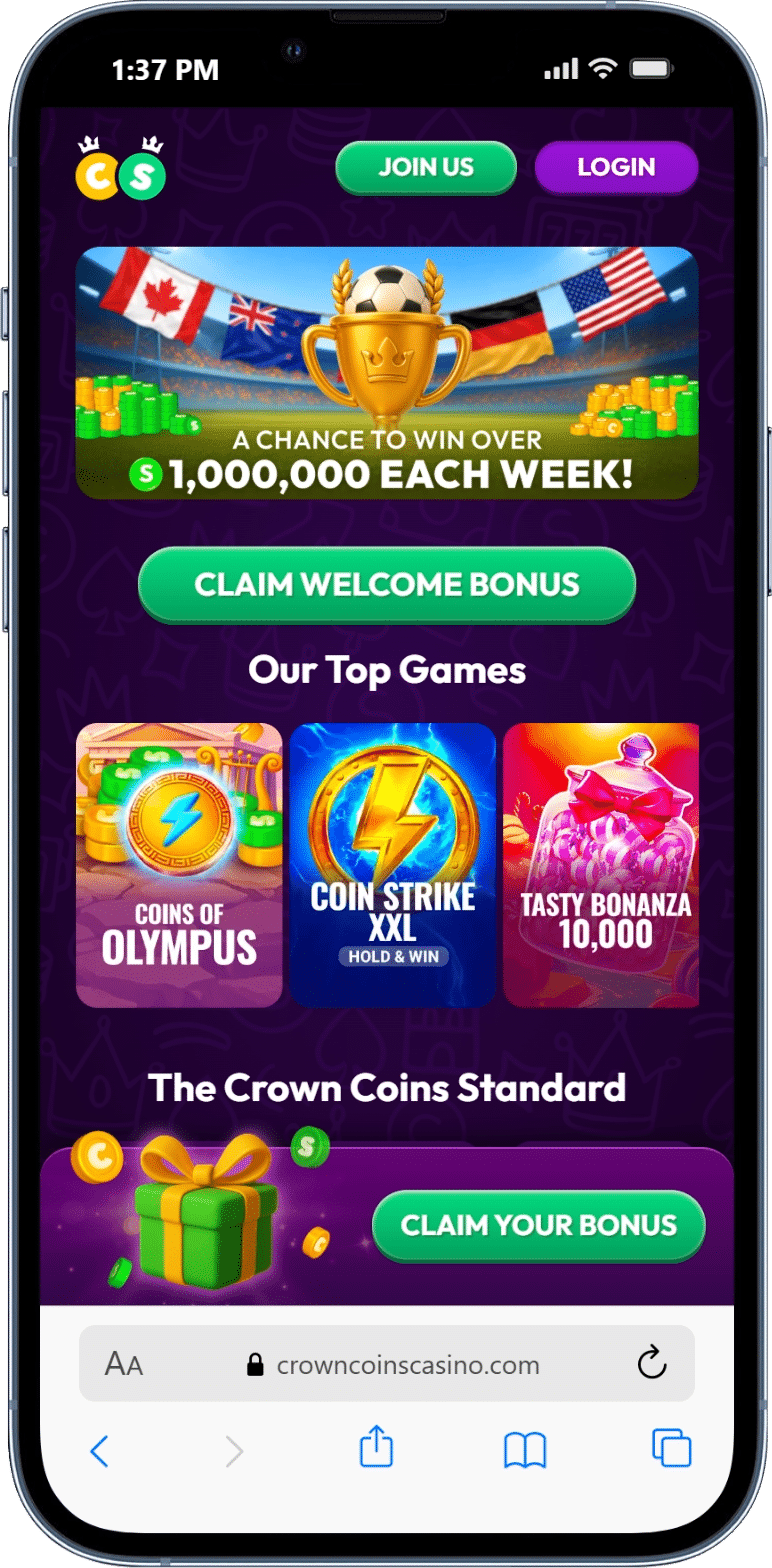 CrownCoins - top crypto sweepstake casino for easy onboarding